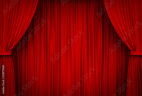 Red Stage Curtains . 3D rendering.