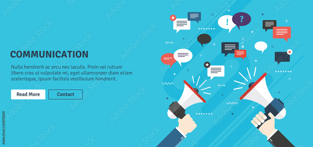 custom made wallpaper toronto digitalHands holding a megaphones. Notice or announcement, promotion a product, service or event and message icons and comments. Flat design vector business illustration concept.