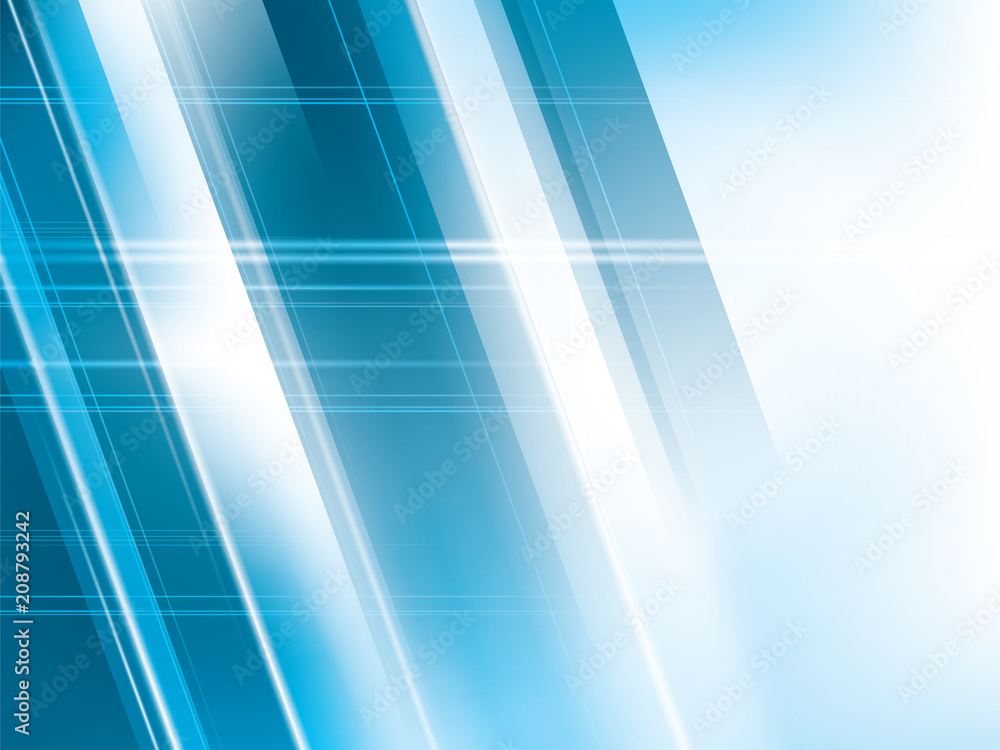 Obraz premium Bright lights on blue abstract background vector with stripes shapes