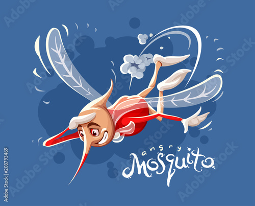 Hungry mosquito flying in search for victim bite to drink fresh