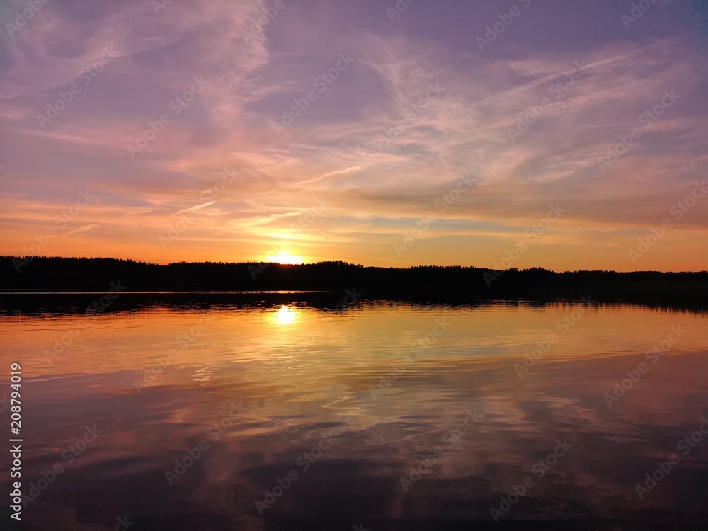 Colorful sunset over a lake
