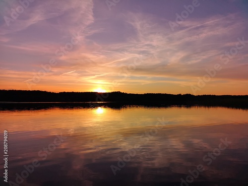 Colorful sunset over a lake