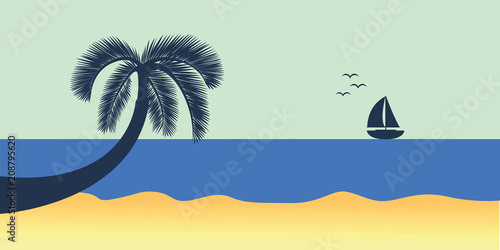segelboot auf dem meer palmenstrand