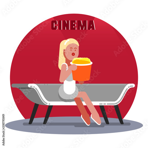 Woman waiting for the cinema