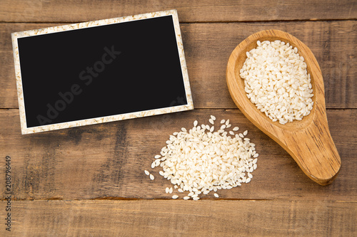 Organic sesame seeds - Space for text