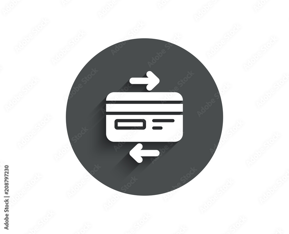 Credit card simple icon. Bank payment method sign. Online Shopping symbol. Circle flat button with shadow. Vector Credit card simple icon. Bank payment method sign. Online Shopping symbol. Circle flat button with shadow. Vector