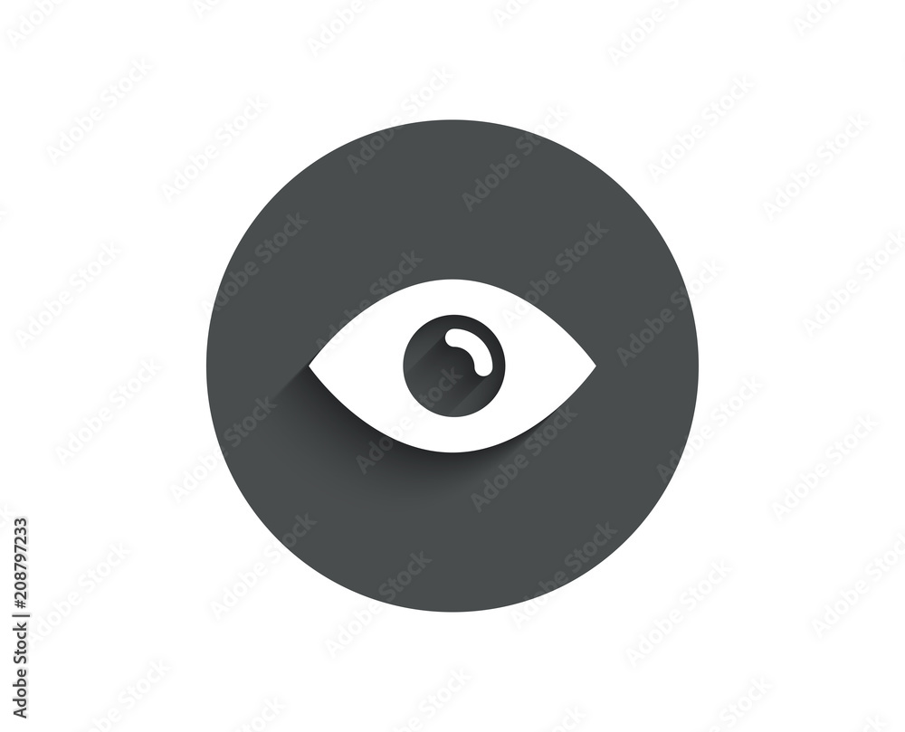 Eye simple icon. Look or Optical Vision sign. View or Watch symbol. Circle flat button with shadow. Vector Eye simple icon. Look or Optical Vision sign. View or Watch symbol. Circle flat button with shadow. Vector
