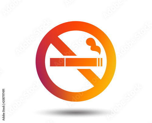 No Smoking sign icon. Cigarette symbol. Blurred gradient design element. Vivid graphic flat icon. Vector