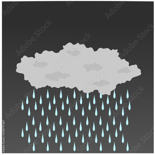 Nature rain cloud have rainfall on black sky ,illustration cartoon