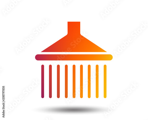 Shower sign icon. Douche with water drops symbol. Blurred gradient design element. Vivid graphic flat icon. Vector