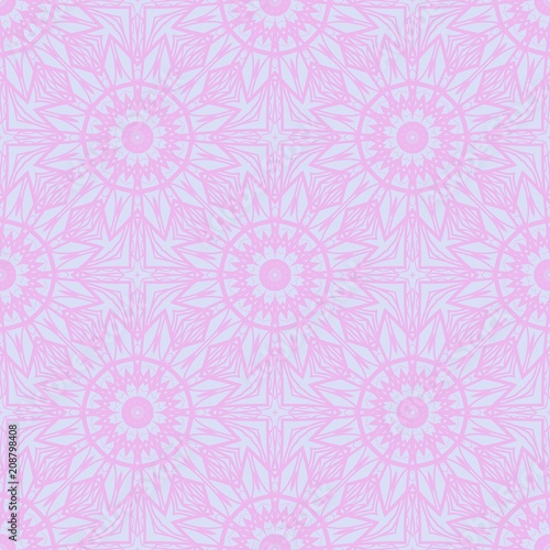 Decorative Square Template for Fabric Print. Azhure floral seamless pattern. Vector illustration. For fabric, bandana, carpet, shawl design.