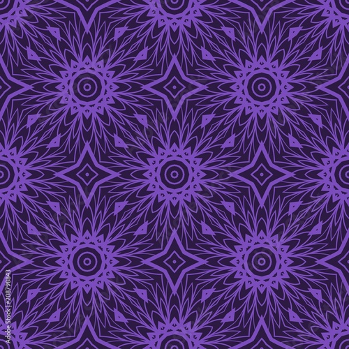 Decorative Square Template for Fabric Print. Azhure floral seamless pattern. Vector illustration. For fabric, bandana, carpet, shawl design.