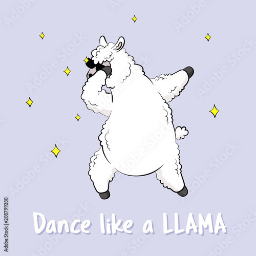 Cute cartoon lama, doodle vector illustration.