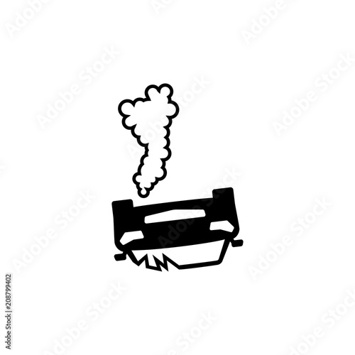 Car Accident, Crash. Flat Vector Icon. Simple black symbol on white background