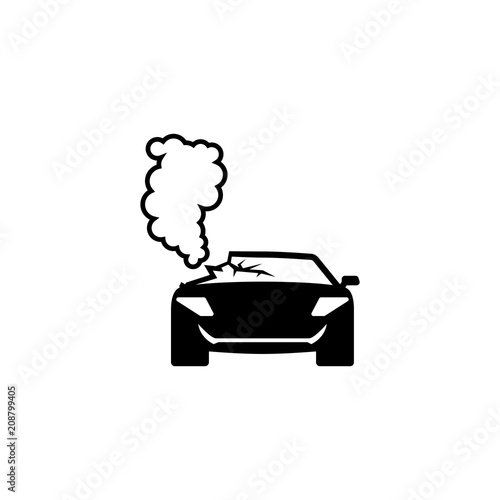 Car Crash Accident. Flat Vector Icon. Simple black symbol on white background