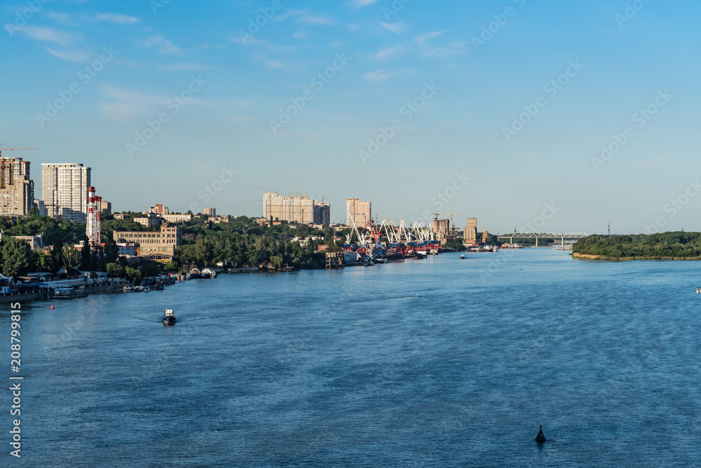 Naklejka premium View of city of Rostov-on-Don and the Don River
