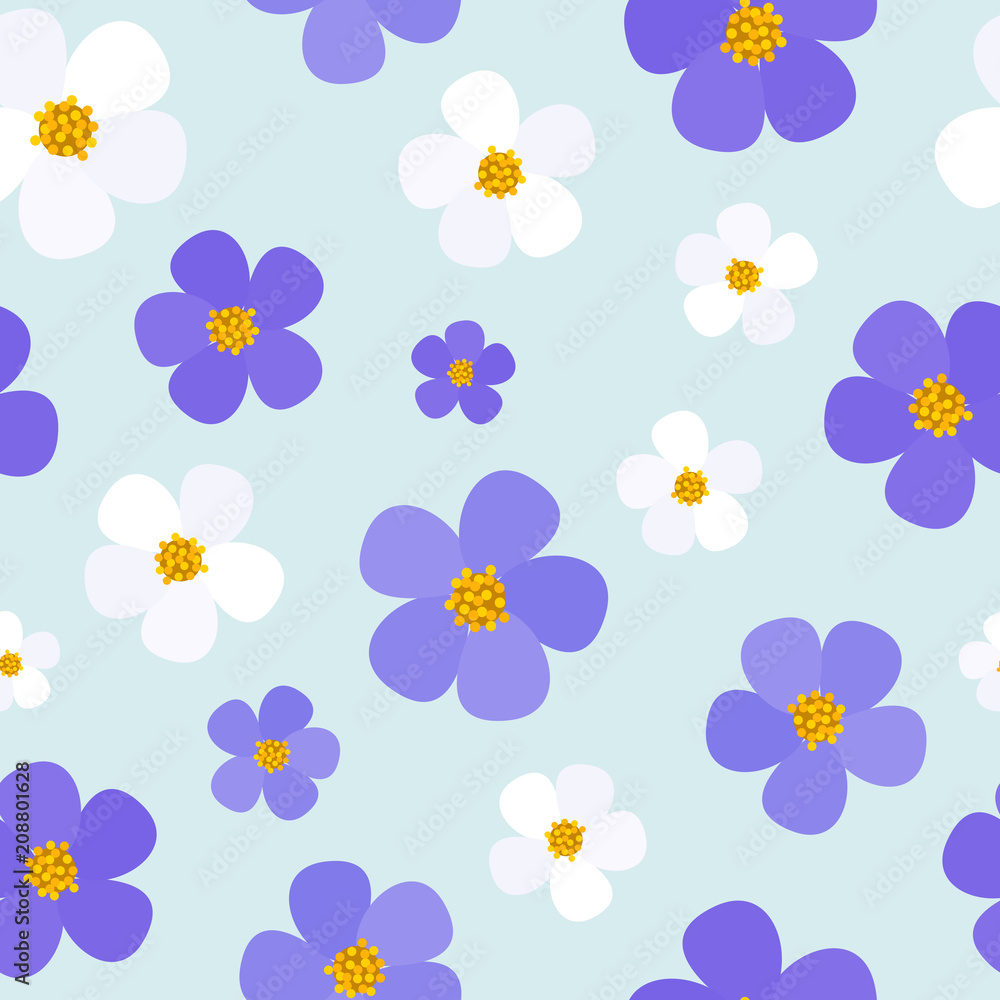 Floral seamless pattern with violet flowers