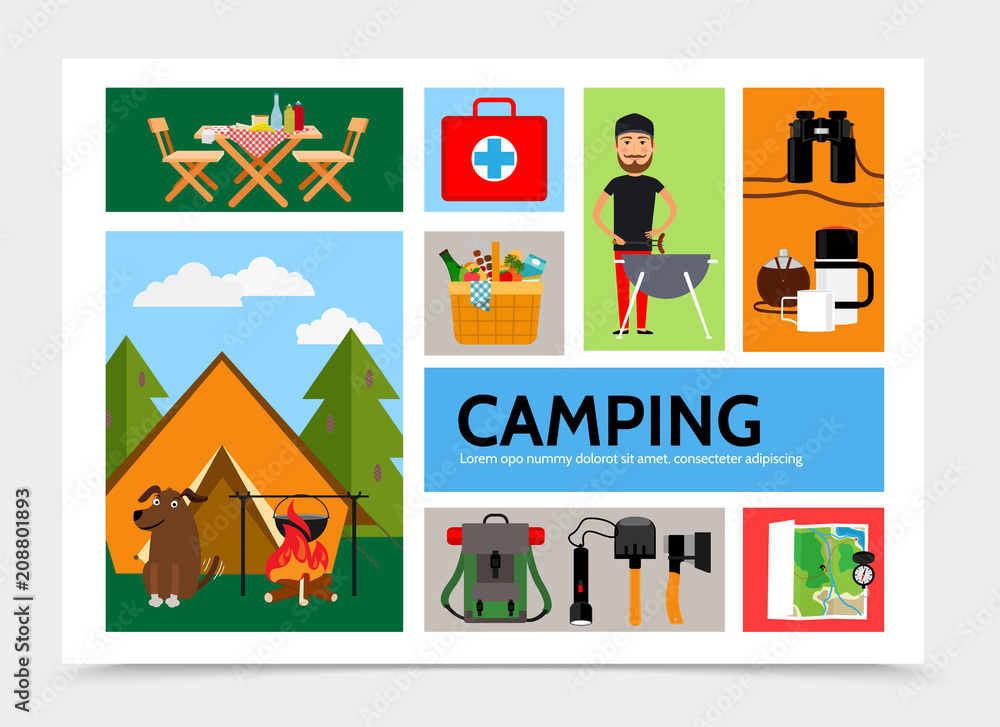 Obraz premium Flat Outdoor Recreation Infographic Template