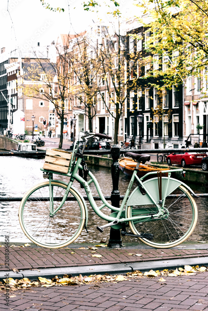 Bicycle on Amsterdam Canal Bridge