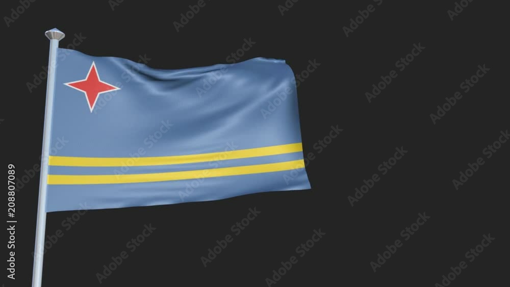 Loopable 3D flag animation of Aruba with Alpha Channel and Transparency for your Project.