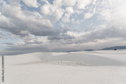Landscape view of White Sands National Monument in Alamogordo, New Mexico during summer. 