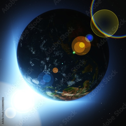 Fototapeta Naklejka Na Ścianę i Meble -  Exoplanet, a planet in outer space, earth,
3D rendering
