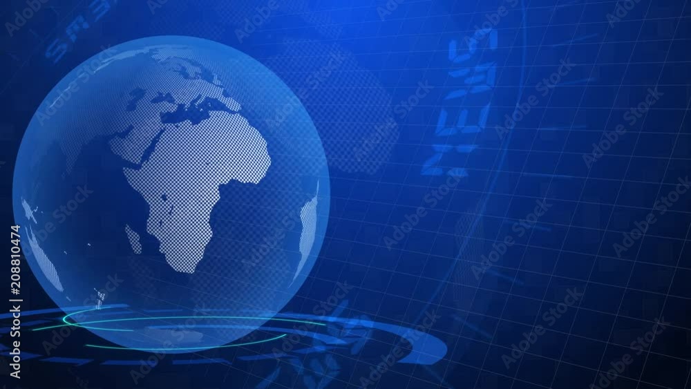 global earth rotating Digital World News Studio Background for news report and breaking news