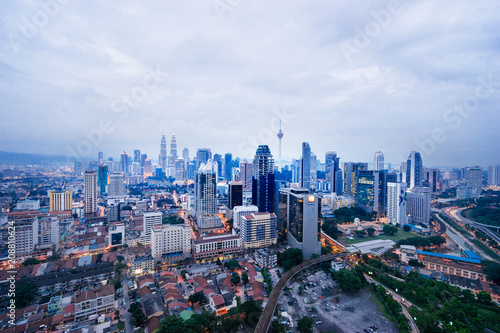 Beautiful cityscape with cloudy sky and skyscrapers. Megapolis Kuala-Lumpur, Malaysia. 24th of November 2015.