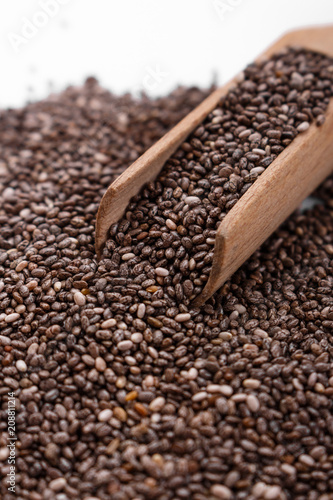 chia seeds on a white acrylic background