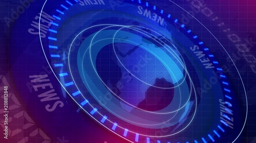 global earth rotating Digital World News Studio Background for news report and breaking news