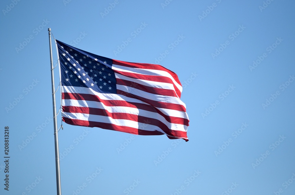 American flag flying on a flag pole