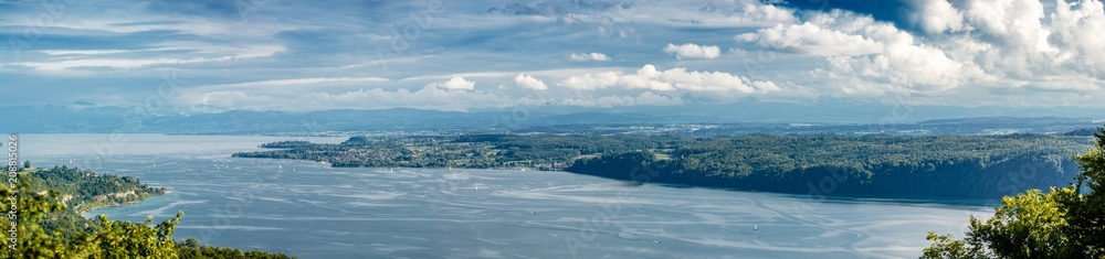 Huge panorama over lake constance an alps