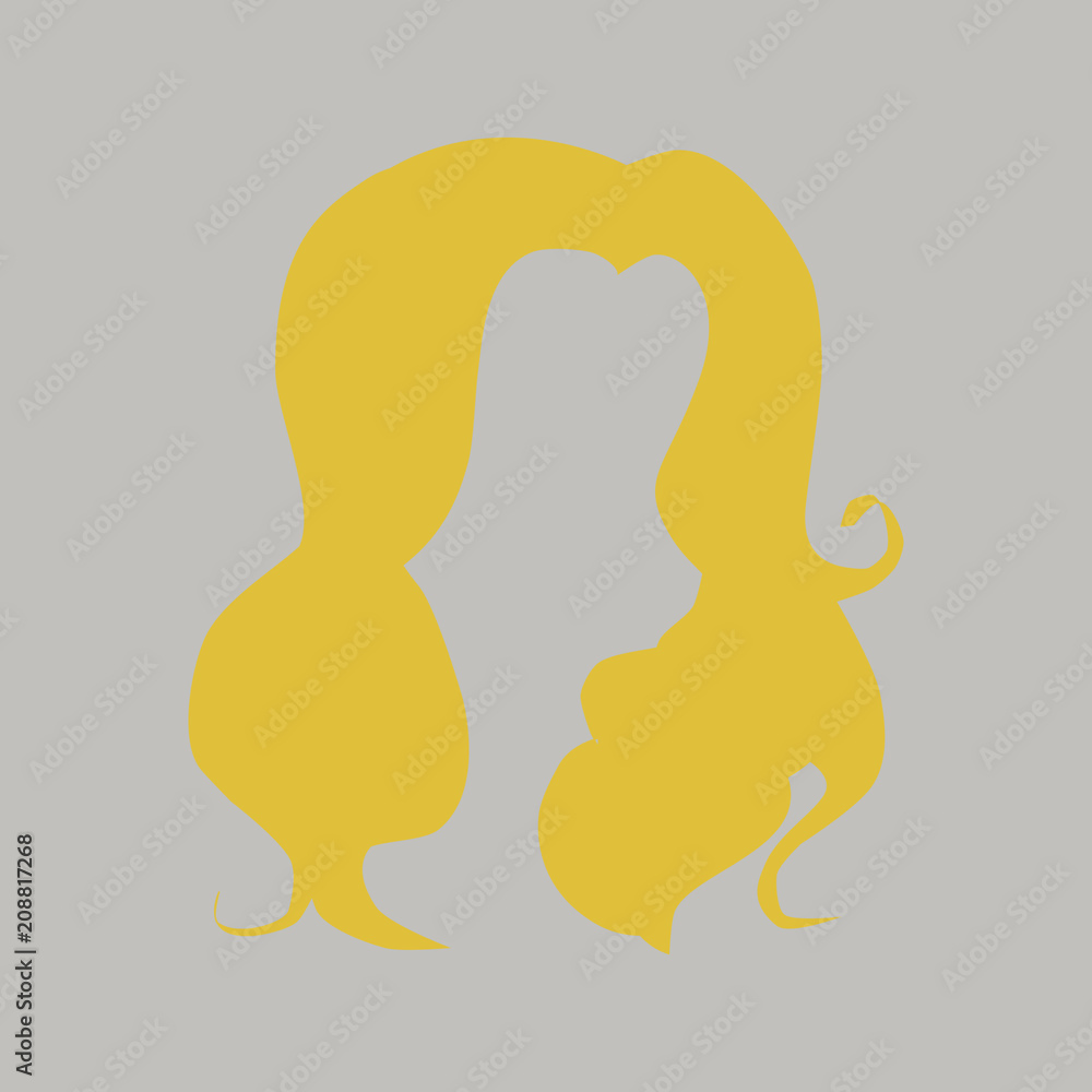 Obraz premium hair/In the picture, a hairdresser's luster. Hair is lush. Brand for hairdressing salon, beauty salon.