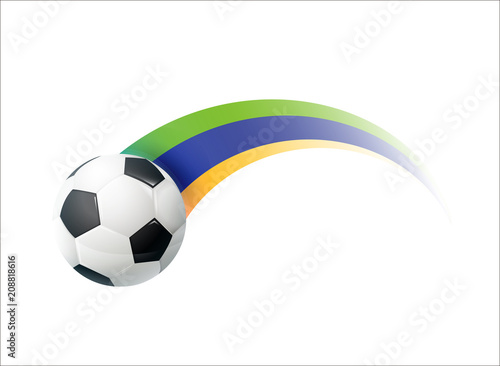 Football with Brazilian national flag colorful trail. Vector illustration design for soccer football championships  tournaments  games. Element for invitations  flyers  posters 