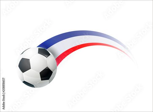 Football with French national flag colorful trail. Vector illustration design for soccer football championships  tournaments  games. Element for invitations  flyers  posters  cards   banners.