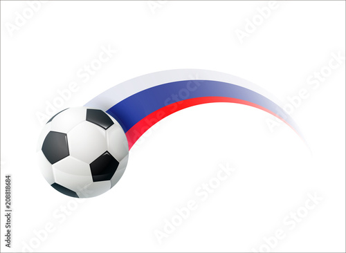 Football with Russian national flag colorful trail. Vector illustration design for soccer football championships  tournaments  games. Element for invitations  flyers  posters  cards  banners.