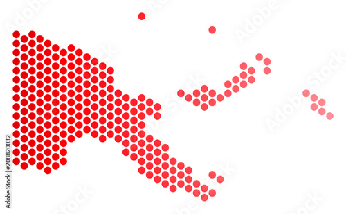 Red round spot Papua New Guinea map. Geographic scheme in red color with horizontal gradient. Vector concept of Papua New Guinea map done of round dot pattern. photo