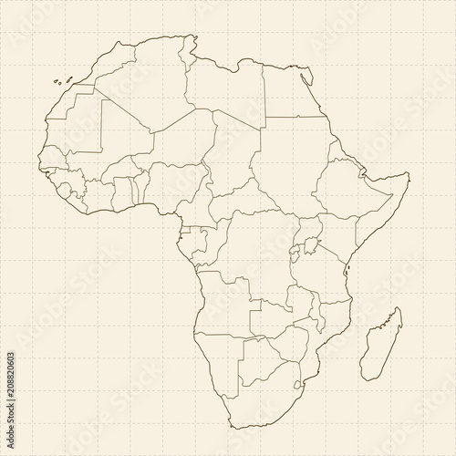 Africa map retro brown beige