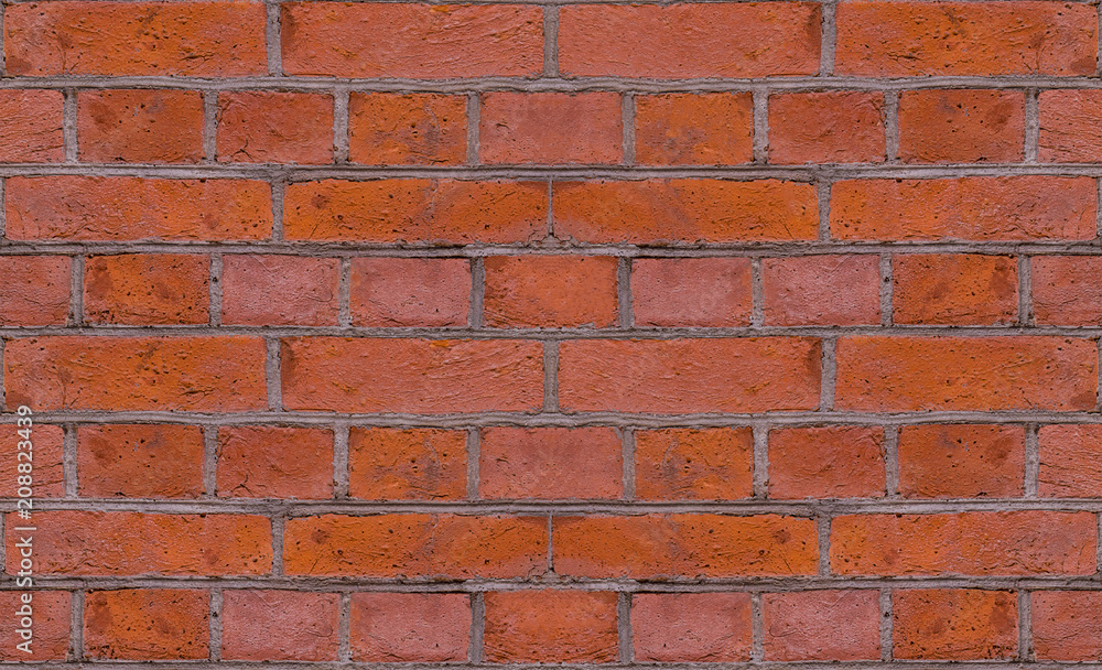 Obraz premium stone wall of red brick grunge background symmetrical flat pattern basis of design