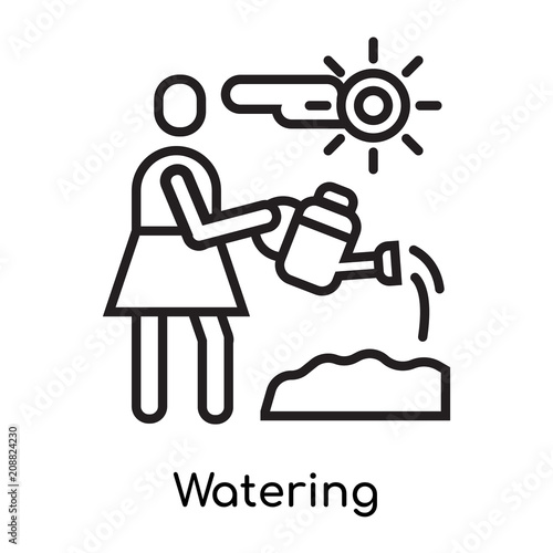 Watering icon vector sign and symbol isolated on white background, Watering logo concept, outline symbol, linear sign