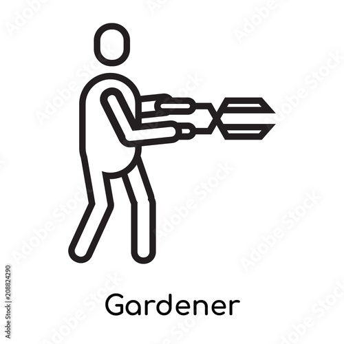 Gardener icon vector sign and symbol isolated on white background, Gardener logo concept, outline symbol, linear sign