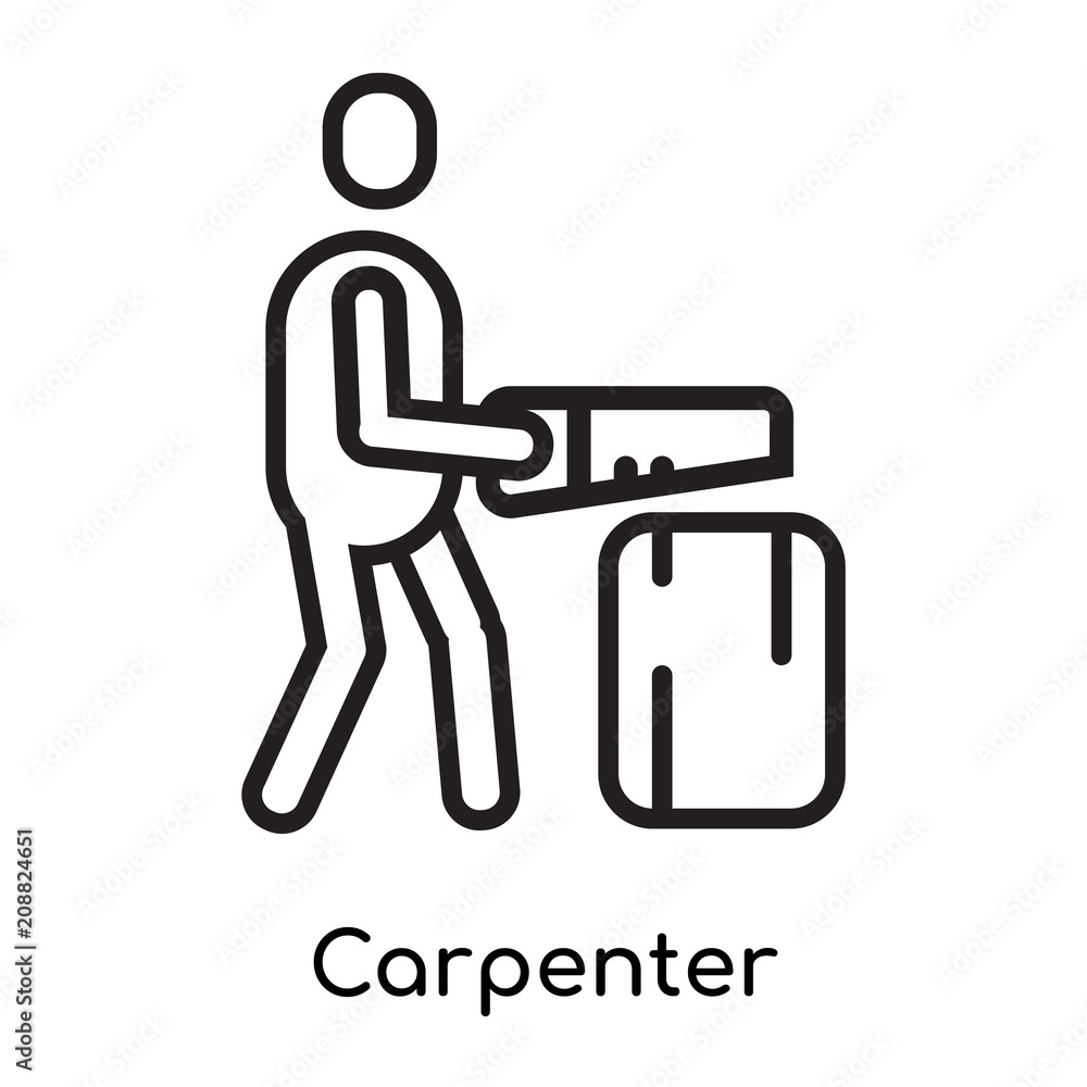 Carpenter icon vector sign and symbol isolated on white background, Carpenter logo concept, outline symbol, linear sign Carpenter icon vector sign and symbol isolated on white background, Carpenter logo concept, outline symbol, linear sign
