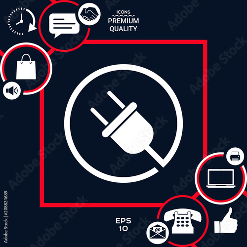Plug in round icon