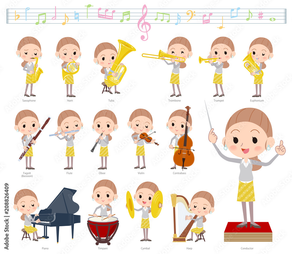 Behind knot hair yellow wear women_classic music Behind knot hair yellow wear women_classic music