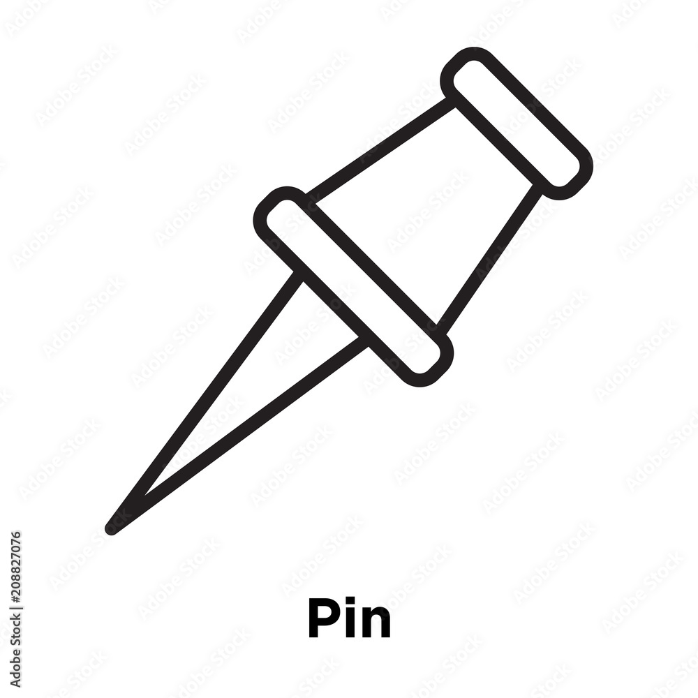 Pin icon vector sign and symbol isolated on white background, Pin logo concept, outline symbol, linear sign Pin icon vector sign and symbol isolated on white background, Pin logo concept, outline symbol, linear sign