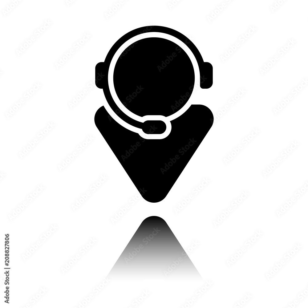 customer service. support service. simple icon. Black icon with mirror reflection on white background customer service. support service. simple icon. Black icon with mirror reflection on white background