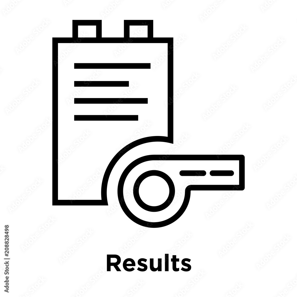 Results icon vector sign and symbol isolated on white background, Results logo concept, outline symbol, linear sign Results icon vector sign and symbol isolated on white background, Results logo concept, outline symbol, linear sign