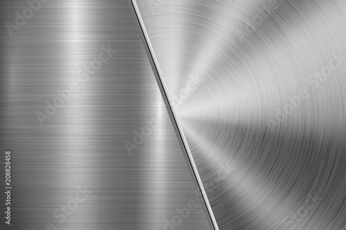 Metal technology background with circular and straight polished, brushed texture, chrome, silver, steel, aluminum for design concepts, wallpapers, web and prints . Vector illustration