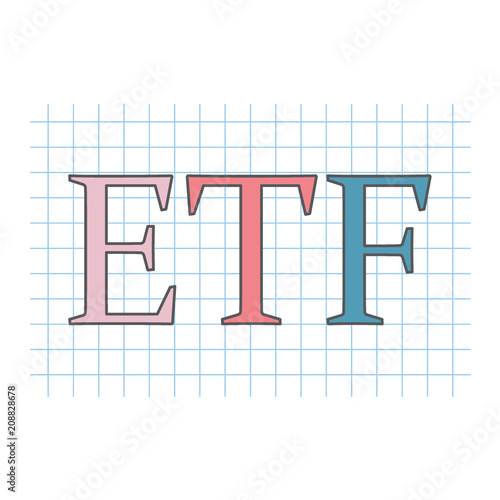 ETF (exchange-traded fund) written on checkered paper sheet- vector illustration