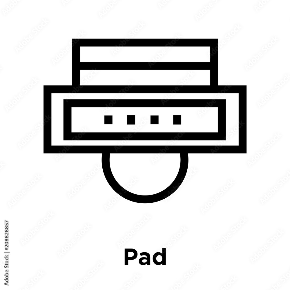 Pad icon vector sign and symbol isolated on white background, Pad logo concept, outline symbol, linear sign Pad icon vector sign and symbol isolated on white background, Pad logo concept, outline symbol, linear sign